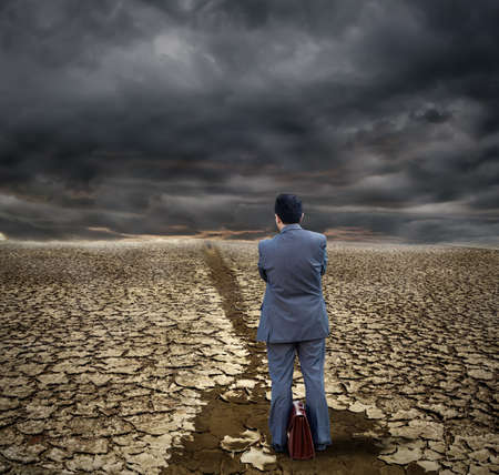 View of Business man in the desertの写真素材