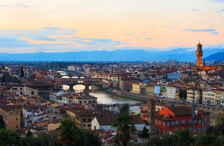 View of Florence, famous city in Tuscany, Italyのeditorial素材