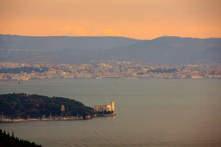 View of Miramare castle in the Trieste coastの写真素材