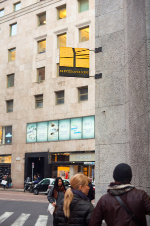MILAN, ITALY - JANUARY, 15: View of Montenapoleone street in Milan on January 15, 2015のeditorial素材