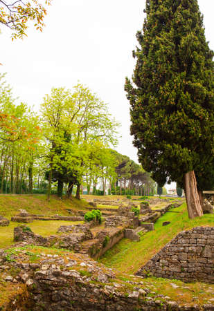 View of the Archeological area of Aquileia in Italyの写真素材