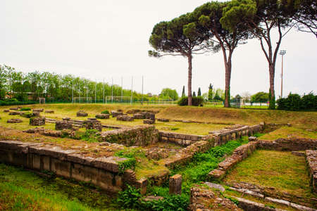 View of the Archeological area of Aquileia in Italyの写真素材