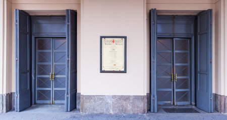 MILAN, ITALY - MAY, 19: View of the Teatro alla Scala entrance on May 19, 2015 in Milanのeditorial素材