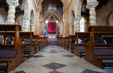 Interior of the San Leone Basilica of Assoro, Sicily. Italyのeditorial素材
