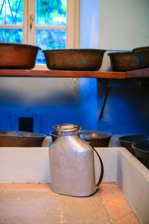 View of ancient aluminium milk の写真素材