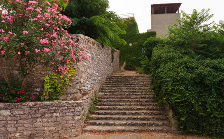 View of Erice staircase. Erice the city of 100 churches, Trapani