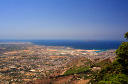 Seaview from Erice, amazing town near Trapani, Sicilyの写真素材