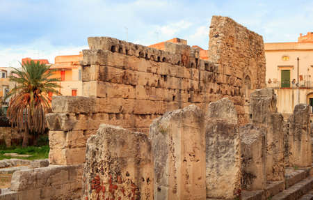 View of the Temple of Apollo in Siracusa, Sicilyの写真素材