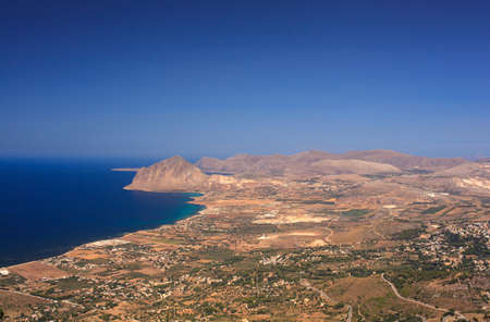 View of the Cofano Mountain in Erice, Trapani. Sicilyの写真素材