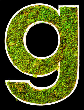 Grass letter g on black