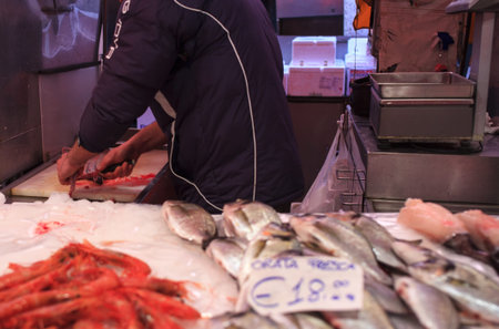 View of fish market in Chioggia, Italy