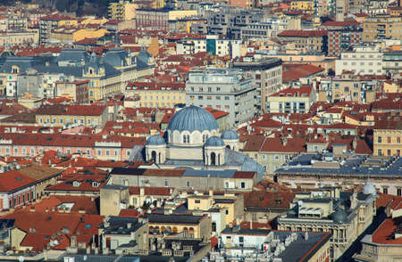 Top view of the Saint Spyridon Church, Serbian Orthodox church in Trieste, Italy.の写真素材
