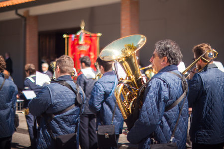 FOSSALON, ITALY - APRIL, 25: The marching band of Fossalon during the Asparagus festival on April...