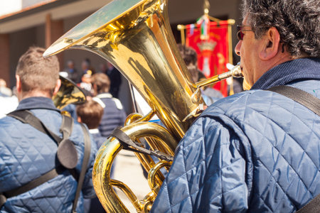 FOSSALON, ITALY - APRIL, 25: The marching band of Fossalon during the Asparagus festival on April...