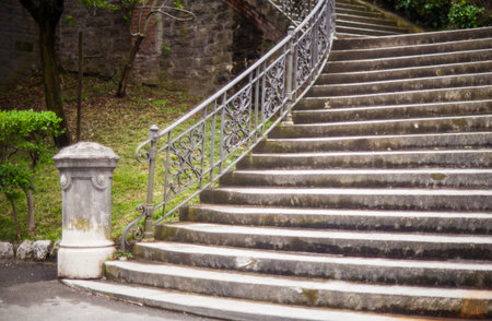 View of an old staircase in Trieste, Italy