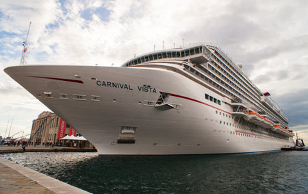 TRIESTE, ITALY - MAY, 01: View of the newest carnival cruise ship docked in Trieste on May 01 2016のeditorial素材