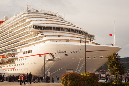 TRIESTE, ITALY - MAY, 01: View of the newest carnival cruise ship docked in Trieste on May 01 2016のeditorial素材