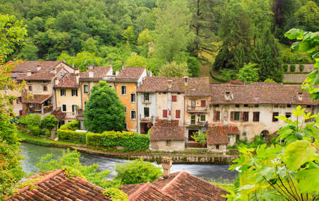 View of the houses of Polcenigo, Pordenone. italyの写真素材