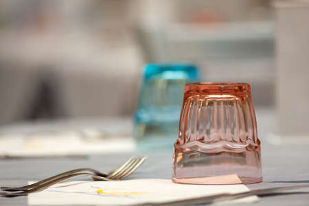 Close up of glass on the table setの写真素材