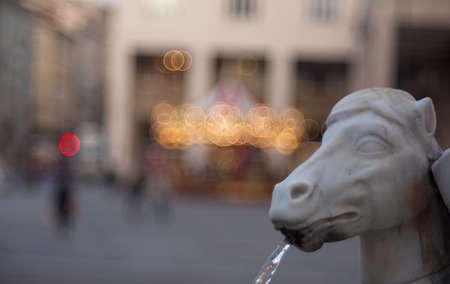 Close up of Neptune fountain in Triesteの写真素材