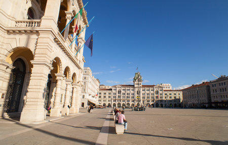 TRIESTE, ITALY - MAY, 04: View of the central Trieste square on May 04, 2016のeditorial素材