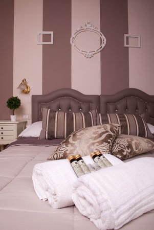 Double bedroom of the Ares Hotel, Milanのeditorial素材