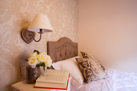 Single bedroom of the Ares Hotel, Milanのeditorial素材