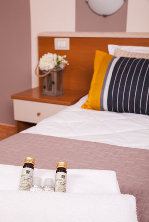 Double bedroom of the Ares Hotel, Milanのeditorial素材