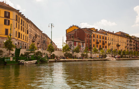 MILAN, ITALY - JUNE, 05: View of Darsena, wet dock in Milan on June 05, 2016のeditorial素材