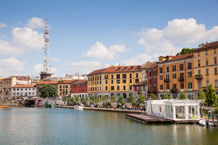 MILAN, ITALY - JUNE, 05: View of Darsena, wet dock in Milan on June 05, 2016のeditorial素材