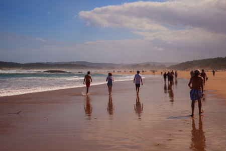 SANTANDER, SPAIN - AUGUST, 20: View of El Puntal beach in Somo on August 20, 2016のeditorial素材