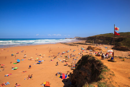 LIENCRES DUNES, SPAIN - AUGUST, 21: View of the Liencres dunes nature reserve in the Cantabrian sea on August 21, 2016のeditorial素材