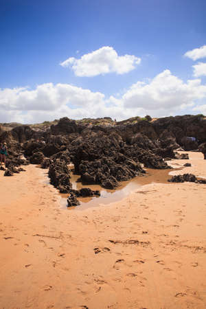 LIENCRES DUNES, SPAIN - AUGUST, 21: View of the Liencres dunes nature reserve in the Cantabrian sea on August 21, 2016の写真素材