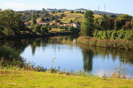 River Pas mouth, Liencres dunes nature reserve in the Cantabrian seaの写真素材