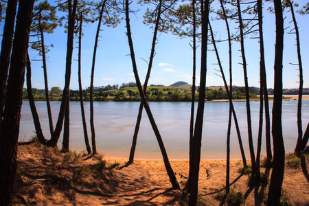 View of the Liencres dunes nature reserve in the Cantabrian sea