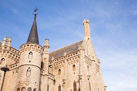 View of the Episcopal Palace, Modernisme edifice in Astorgaのeditorial素材