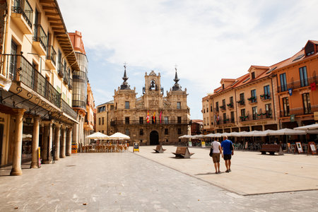 ASTORGA, SPAIN - AUGUST, 03: Town hall of Astorga called Casas consistoriales on August 03, 2016のeditorial素材