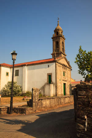 View of the Santa Eulalia church, O Pedrouzo, Spainの写真素材