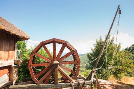 View of ancient roman treadwheel crane, Cebreiro. Spainの写真素材