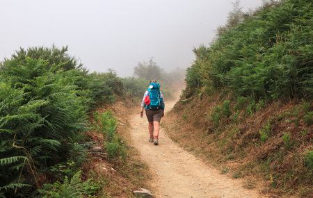 CEBREIRO, SPAIN - AUGUST, 09: Pilgrimn along the way of St. James on August 09, 2016のeditorial素材