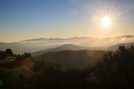 View of Galicia landscape along the way of St. Jamesの写真素材