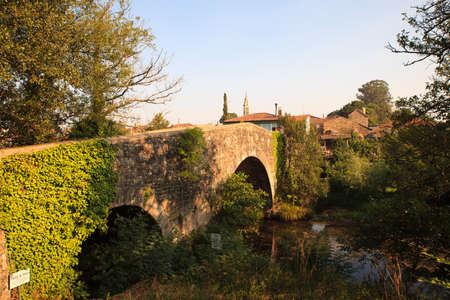 View of the Mediaeval bridge in Furelos, Spainの写真素材