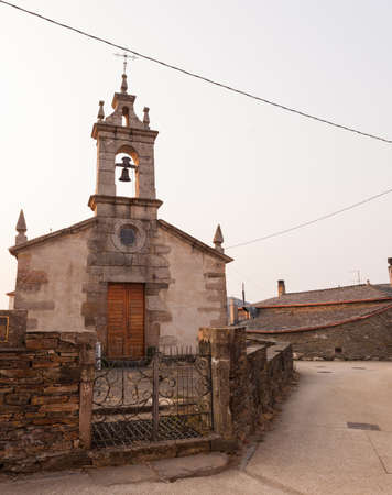 View of the Santa Maria de Gonzar church, Portomarinの写真素材