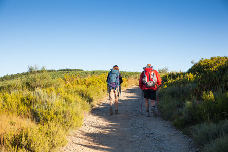 RABANAL, SPAIN - AUGUST, 05: Pilgrimns along the way of St. James on August 05, 2016のeditorial素材