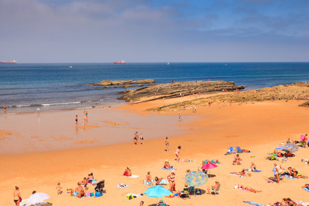 SANTANDER, SPAIN - AUGUST, 22: View of the Sardinero beach on August 22, 2016のeditorial素材