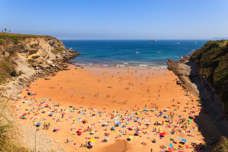 SANTANDER, SPAIN - AUGUST, 22: View of the la Matalena beach on August 22, 2016のeditorial素材