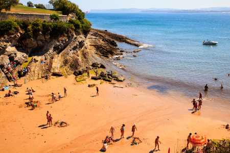 SANTANDER, SPAIN - AUGUST, 22: View of the Los Molinucos beach on August 22, 2016のeditorial素材