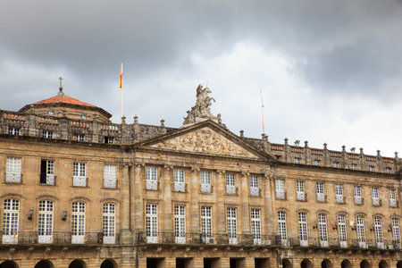 View of the Raxoi Palace in Santiago de Compostela, Spainのeditorial素材