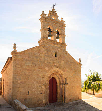 View of the church O Salvador in Sarria, Spainの写真素材