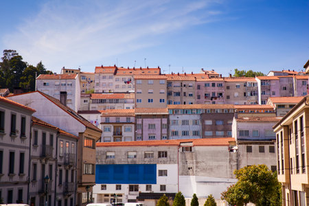 View of neighbourhood in Santiago de Compostela, Spainのeditorial素材